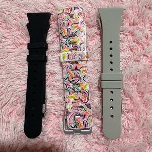 Set of Three Watch Bands - Black, Multicolor, Gray